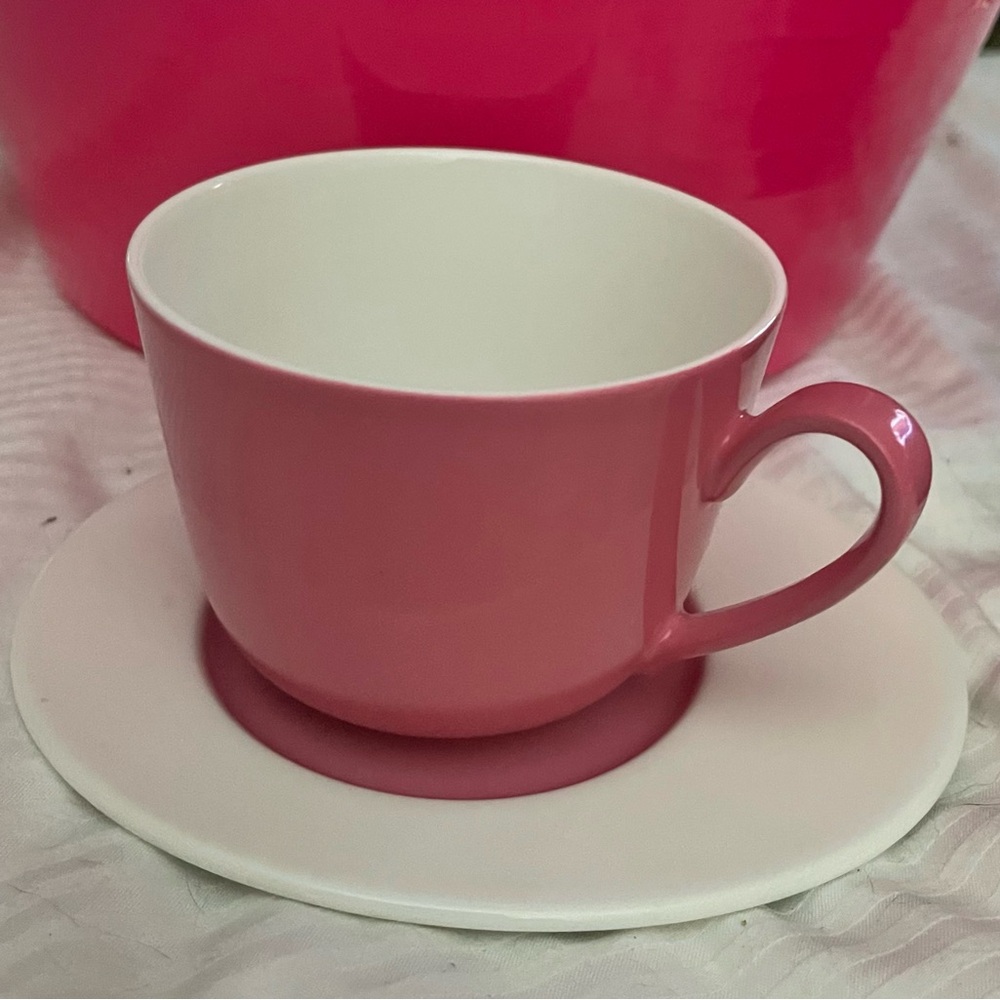 4 Pieces Villeroy & Boch Tea Cup & Oval Saucers Wonderful World Collect Pink NWT